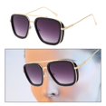 thumbnail image 4 of Gafas de terre cuadradas de moda de gran tamaño para mujeres, hombres, montura metálica, gafas de protección 400 para vacaciones en , ejercicio Gris Salvador gafas de sol de mujer, 4 of 9