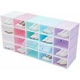 thumbnail image 3 of 20 Pack Shoe Box Stackable Foldable Shoe Storage Organizer Closet Lightweight Plastic Shoe Display Case Cubby with Flip Door Clear Lids for Sneakers Slippers Entryway Hallway Home, 3 of 18