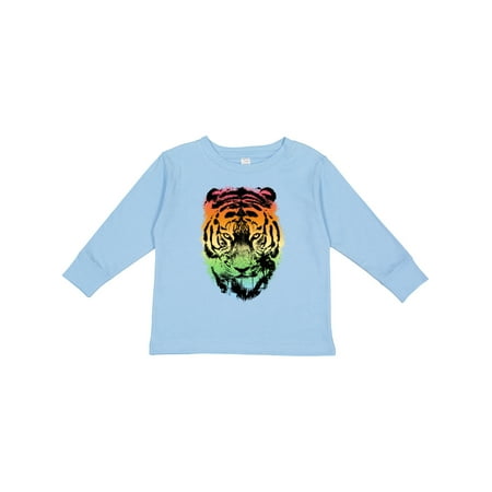 

Inktastic Tiger with Gradient Sunset with Palm Trees Gift Toddler Boy or Toddler Girl Long Sleeve T-Shirt