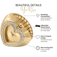 thumbnail image 4 of Jessica Simpson Women's Gold Adjustable Ring Watch – Crystal Heart Shaped Bezel, Quartz Analog Mini Dial, Stretch Band Fashion Jewelry Accessory, 4 of 6