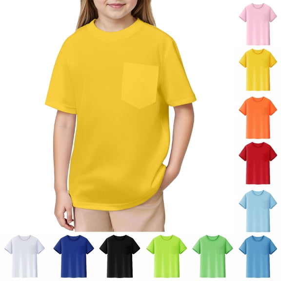 XINXIAOO Girls Boys Short Sleeve Yellow T-Shirts Summer Casual Tees Tops Girls Boys Size 10-11 Years T Shirts