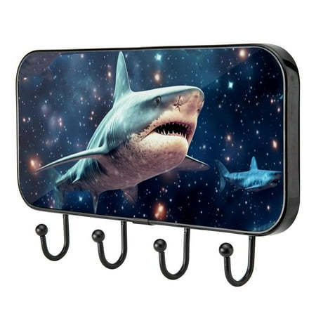 

Star Sky Shark Self Adhesive Towel Coat Wood Iron Hooks for Home Keys Door Outdoor Home Improvement Utility Hook