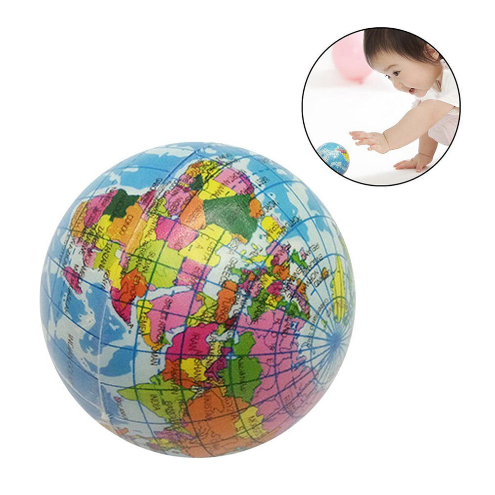 GLOBE BALL Fairly Accurate Bouncy Earth Sponge Ball ALL Countries WORLD Map NEW 