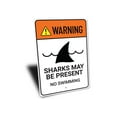 thumbnail image 3 of Warning Sharks Present Novelty Decor, Metal Wall Sign - 10x14 Inches, 3 of 4