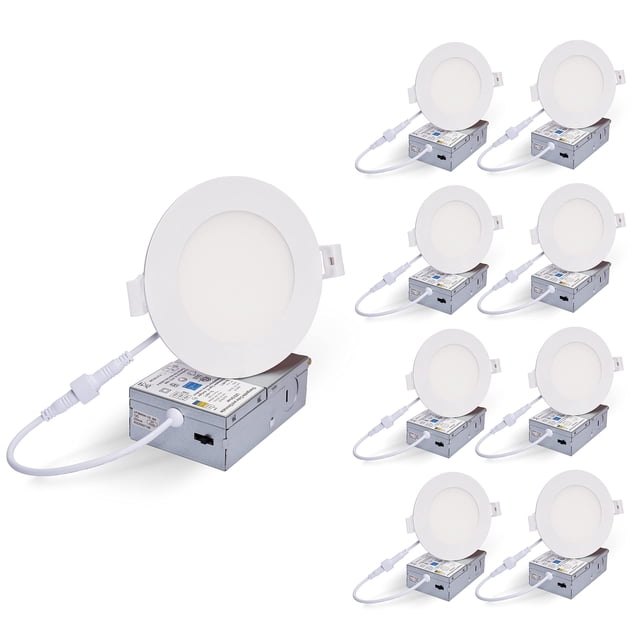YUTRON 4 Inch 3CCT LED Recessed Slim Pot Light, Easy Color-Changeable by Wall Switch, Dimmable IC-Rated Damp Location, ETL and Energy Star Ceiling Li