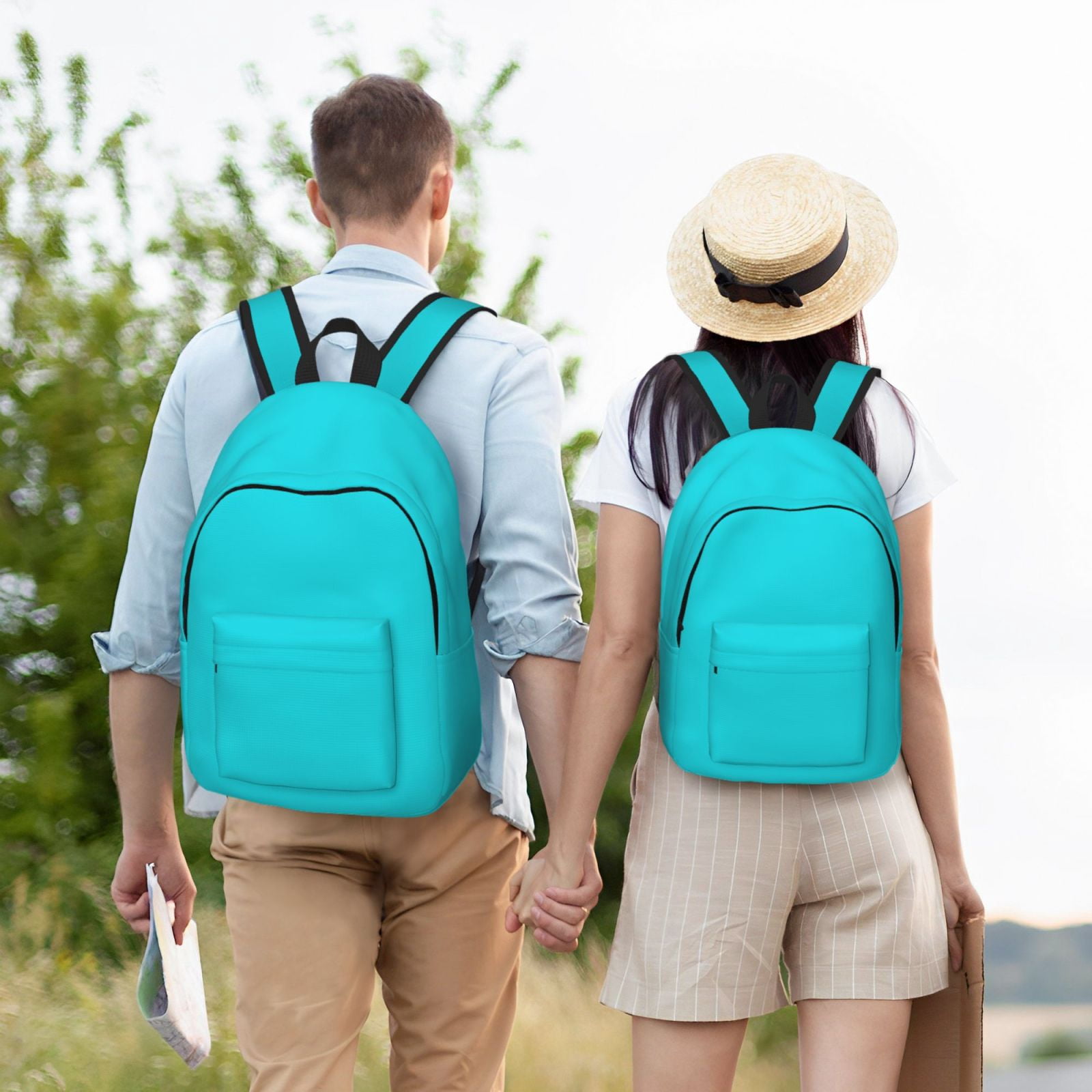 Rateoe Aqua Pattern Canvas College Laptop Backpack,Travel Daypack,Durable Rucksack Travel Notebook Bag School Backpack Book Bag for Men Women-Small