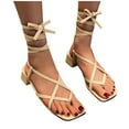 thumbnail image 4 of Juebong Lace Up Sandals for Women, Sandals for Women Dressy Summer, Open Toe Gladiator Sandals, Flat Sandals for Women Dressy, Beach Sandals for Women, Summer Sandals for Women 2024, 4 of 4
