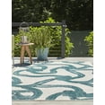 thumbnail image 4 of Unique Loom Outdoor Coastal Collection Area Rug - Tethered (9' x 12' Rectangle Ivory/Navy Blue), 4 of 9
