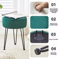 thumbnail image 4 of Vanity Stool with Metal Legs – Round Velvet Ottoman Bench, Modern Dressing Stool & Footstool for Bathroom, Bedroom, or Living Room – Green, 4 of 6