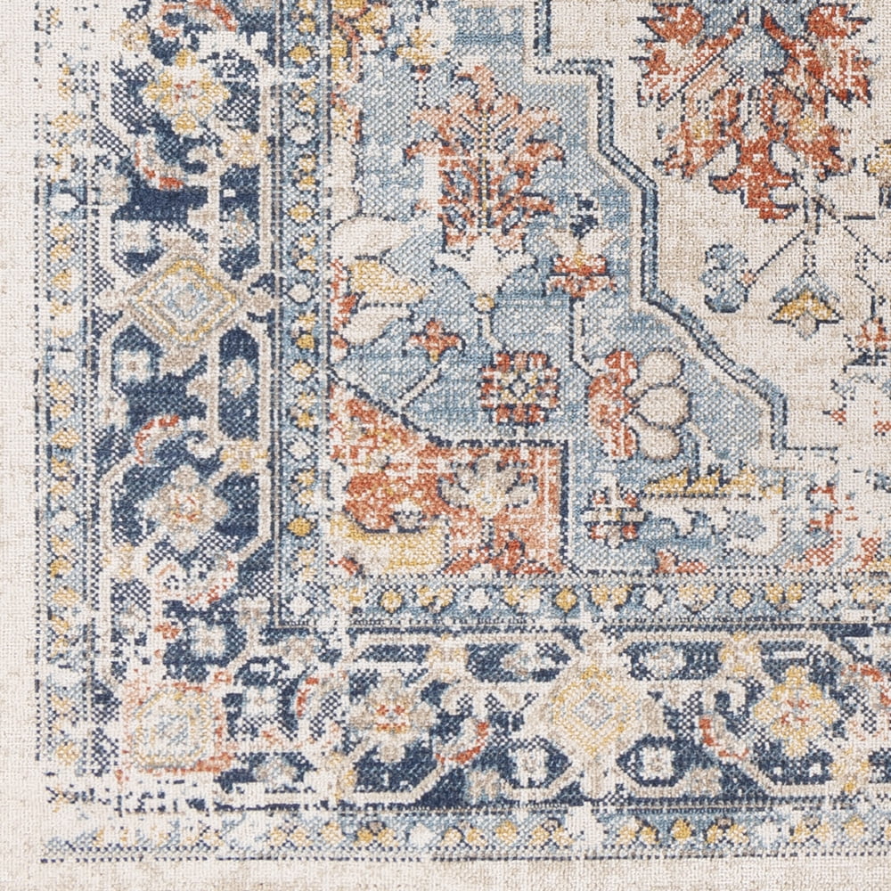 Livabliss Outdoor Rugs, 5x7 Huntington Beach Traditional Navy Area Rug for Patio, Porch, Deck, Backyard, Waterproof Indoor Outdoor Carpet (5'3" x 7')