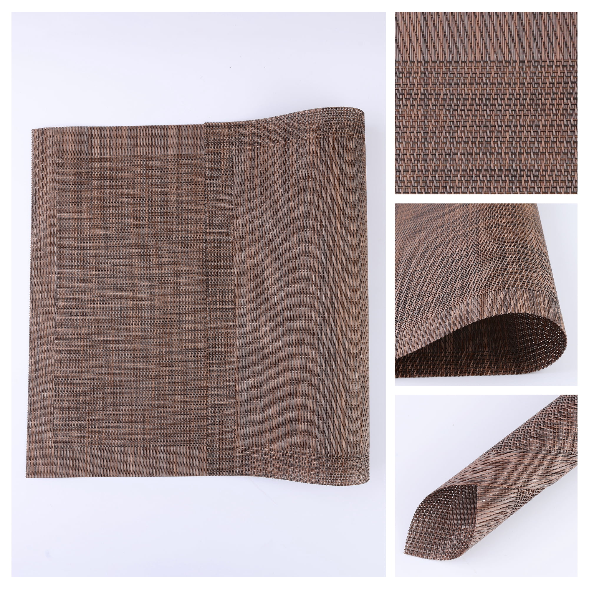 Unique Bargains 8 Pack Place Mats for Dining Table Decor Wipeable Table Mat Brown