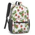 thumbnail image 2 of Strawberry and Leaf White Pattern 17" Waterproof Oxford School Backpacks for Teens, S-Shape Padded Straps, for School, Travel, Hiking, Camping, 2 of 5