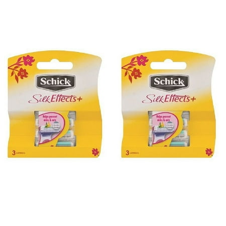 Makeup Recharge Refill Schick Silk Effects+ Plus Refill Cartridges, 3 Count (Pack of 2) + Makeup Blender Stick, 12 Pcs ()