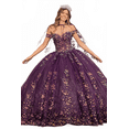 thumbnail image 5 of Women's Elizabeth K Purple and Gold Quince Cape Dress Gl3171 Size L, 5 of 5