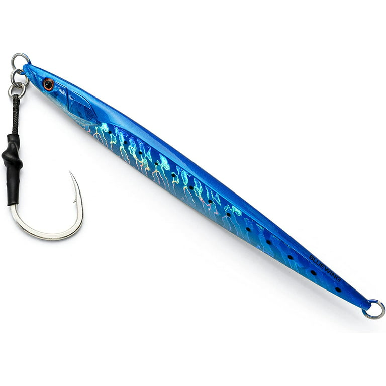 BLUEWING Fishing Saltwater Jigs Speed Jigging Slow Jigging, Jig with Hook  Vertical Jigs for Saltwater Fish Artificial Lures Jigging, Blue,120g