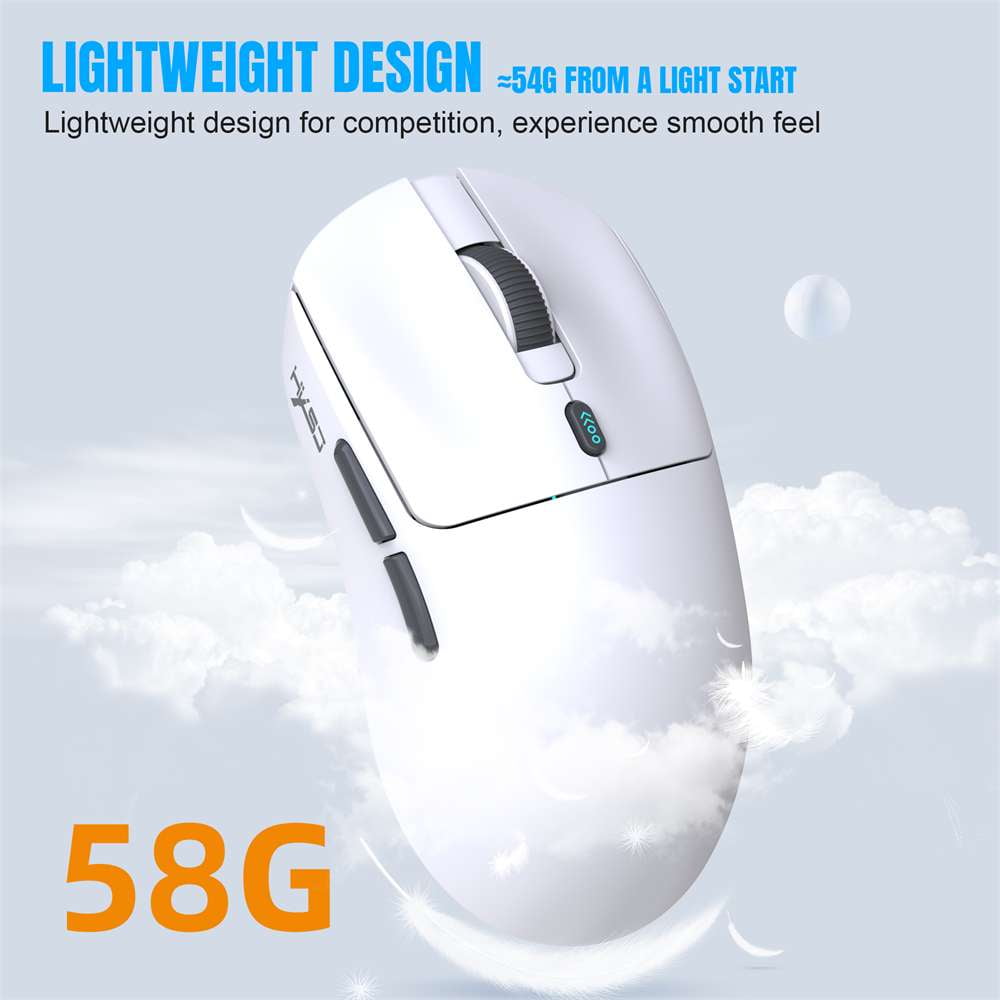 Wireless Gaming Mouse,Long Battery Standby,3 Mode Wired/2.4G/Bluetooth 5.1 Portable Rechargeable Gaming Mice for PC/Mac/Computer/Laptop/Tablet,White
