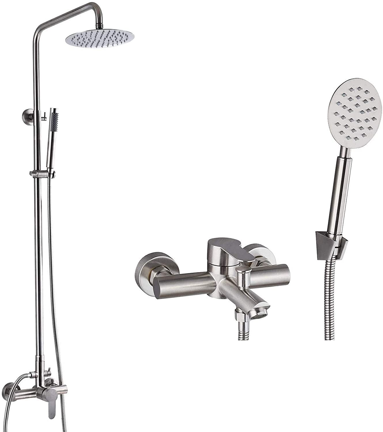 Brushed Nickel Outdoor Shower Faucet SUS304 Shower Fixture Combo Set