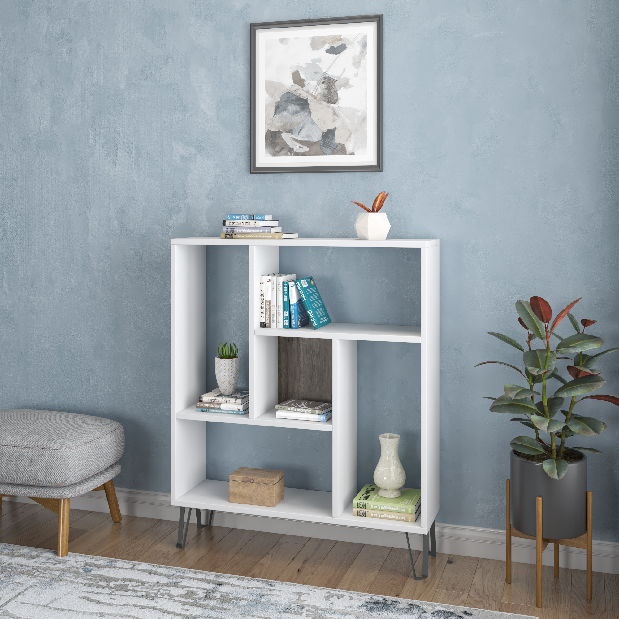 Ada Home Decor Arven 3 Tier Open Shelf Cube Bookcase, White