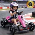 thumbnail image 3 of Xlluproid 12V Kids Electric Go Kart,Foldable Ride On Toy with Adjustable Seat,Music,Lights & EVA Wheels for Boys Girls Ages 3-6,Magenta, 3 of 11