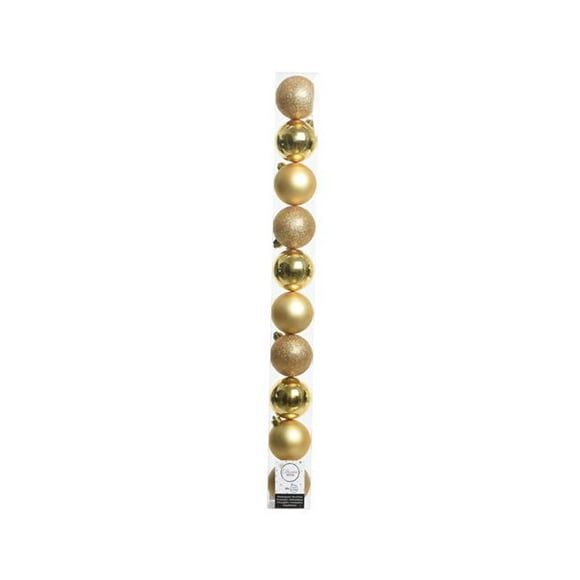 Decoris 9070358 Shatterproof Baubles Ornament, Gold - Pack of 16