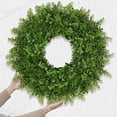 thumbnail image 5 of 26 Inch Large Boxwoods Wreaths for Front Door Artificial Green Leaves Greenery Indoor Outdoor Wreath Home Decor Porch Window Wall Farmhouse Door Decorations Spring Summer Fall All Seasons, 5 of 8