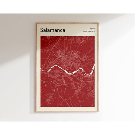 POSTER Salamanca City Map Print, , Salamanca Map Poster, Colour Salamanca City Map Wall Art, Map Of Salamanca, Spain Map Print-UNFRAMED