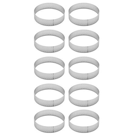 

10 Pcs Circular Stainless Steel Tart Ring Tower Pie Cake Mould Perforated Cake Mousse Ring