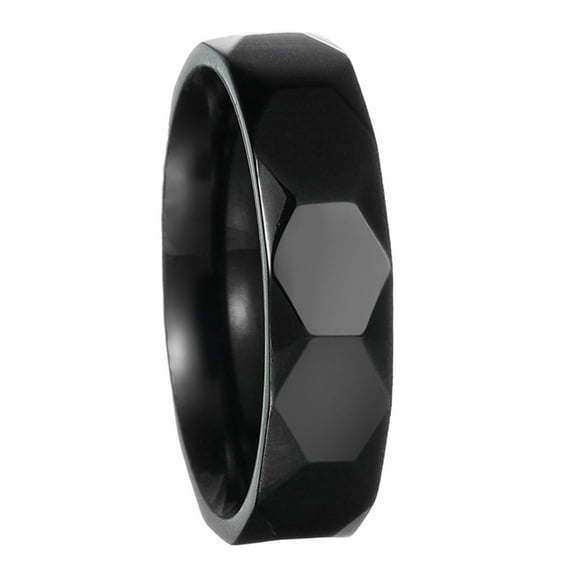 Jierger 6mm Men's Tungsten Carbide Silver/Gold/Rose Gold Ring Gold Hexagon High Polished/Grooved/Faceted/Sandstone Sticker Inlay Comfort Fit Wedding Ring for Women and Girls