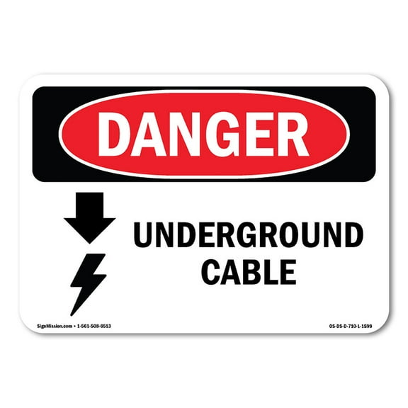 SignMission OS-DS-A-1218-L-1599 12 x 18 in. OSHA Danger Sign - Underground Cable