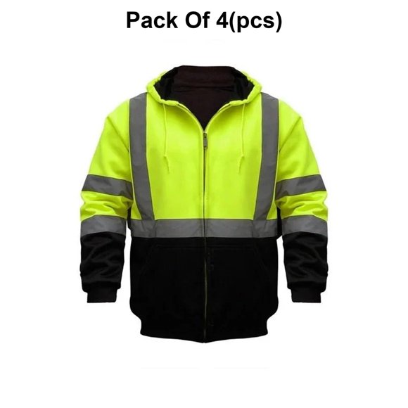 Radyan 2-Tones Full Zip Reflective Fleece Hoodie - 4 Pack, 100% Polyester, Size: Adult