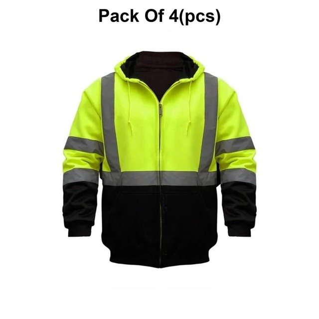 Radyan Chandail à Capuchon en Molleton Réfléchissant à Fermeture Éclair Intégrale 2 Tons - Lot de 4, 100 % Polyester, Taille : Adulte