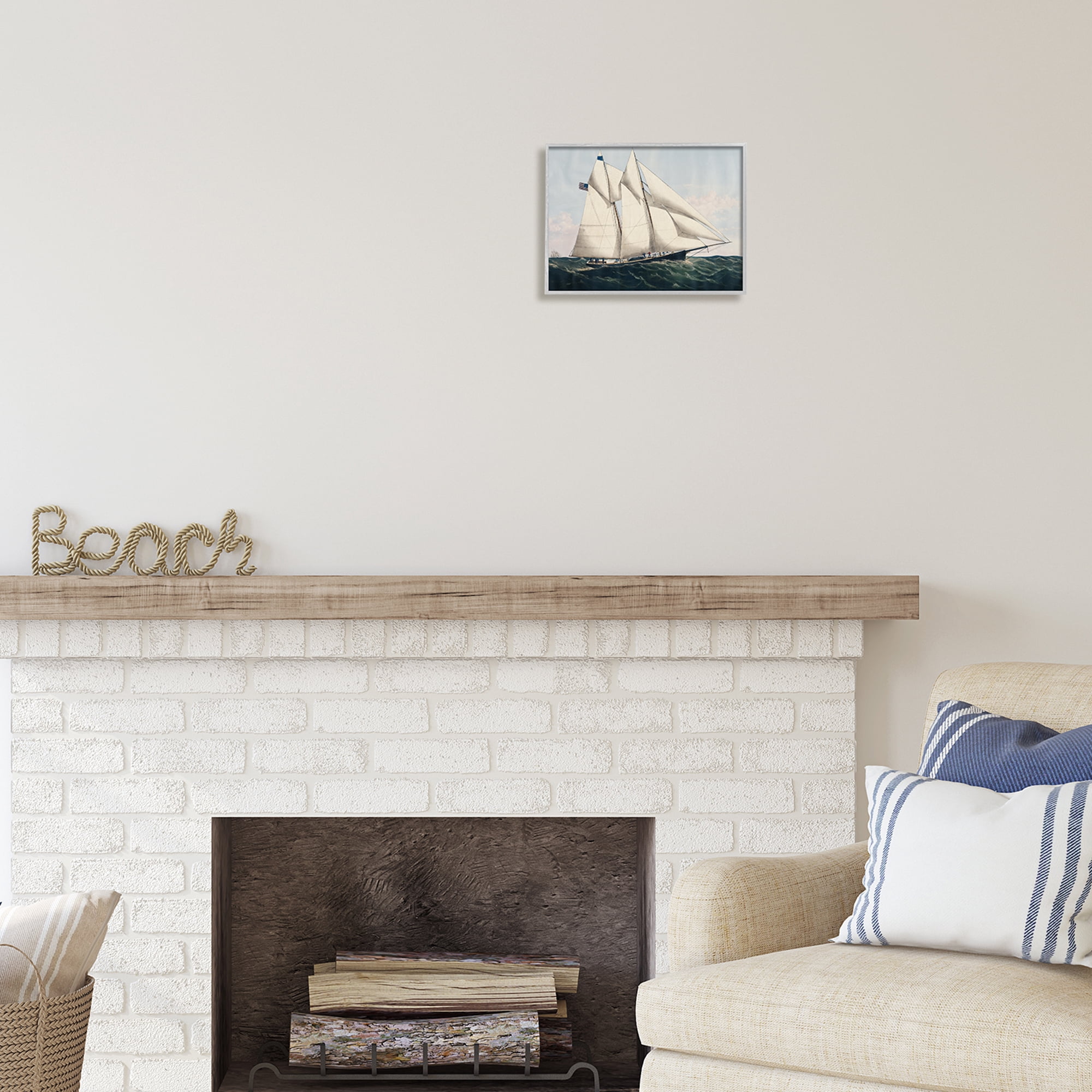 Stupell Industries Vintage Nautical Yacht Transportation Painting Gray Framed Art Print Wall Art, 14 x 11