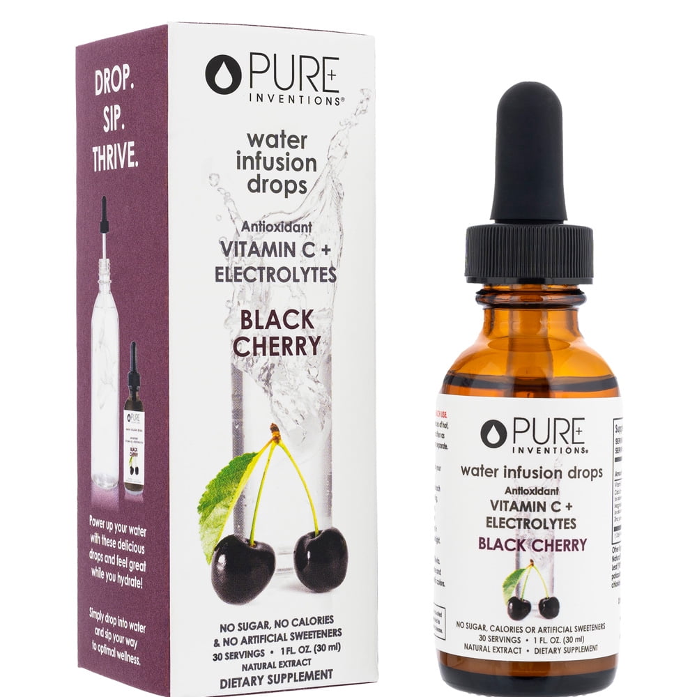 Pure Inventions Black Cherry Water Enhancer, Vitamin C + Electrolytes, Sugar-Free, 30 Servings