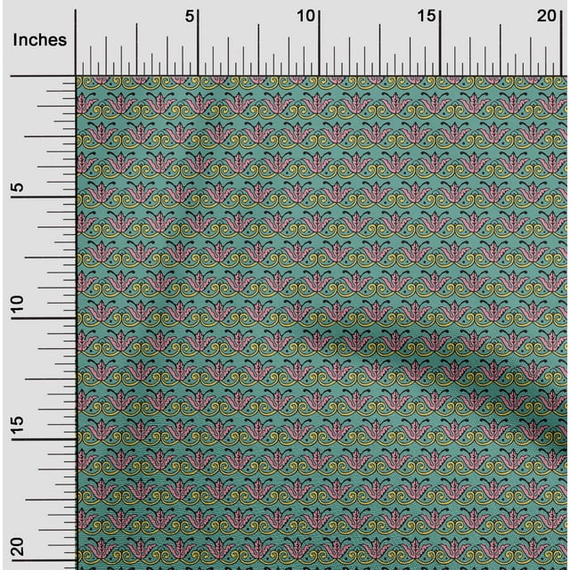 oneOone Cotton Poplin Fabric Dot|Swirl & Floral Block Printed Fabric 1 Yard 56 Inch Wide