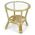 thumbnail image 2 of Leo Rattan Wicker Round Accent Coffee Table with Glass, Natural, 2 of 7