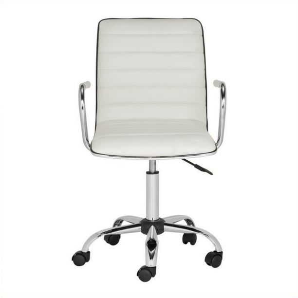 Hawthorne Collection Chrome Steel Desk Office Chair in White