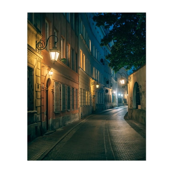 Quiet Night - Warsaw Mazowieckie Poland Photography Unframed Wall Art Print 8 x 10 inches