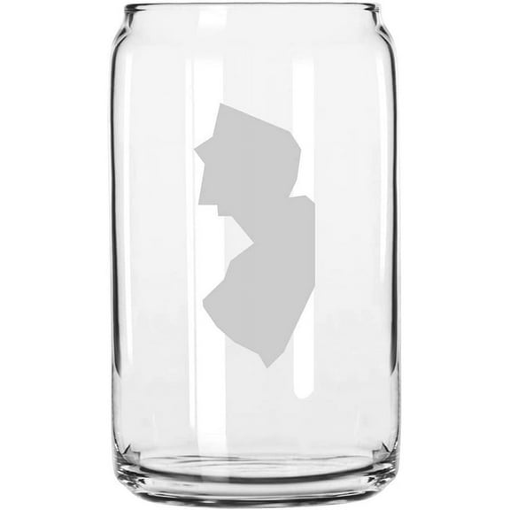 New Jersey States Etched 16oz Libbey Can Glass