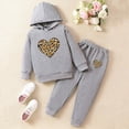 thumbnail image 2 of Zuwimk Toddler Boy Girls Sweatsuit Heart-shaped Graphic Printed Hoodie Sweatshirt and Jogger Pant Sets(T063-Grey), 2 of 9