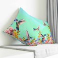 thumbnail image 4 of Throw Pillow Covers 18x18 Inch, Teal Green Hummingbirds Decorative Pillow Cases for Couch Sofa Bed, Spring Watercolor Flowers Plant Cotton Linen Square Home Decor Pillowcases with Hidden Zipper, 4 of 7