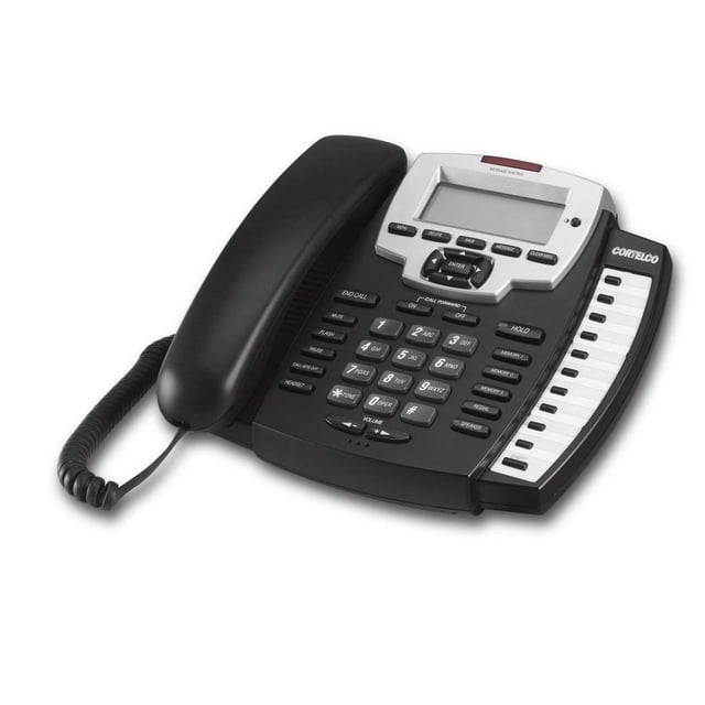 Teléfono multifunción Cortelco 912500-TP2-27S Identificador de llamadas trilingüe Pantalla de 3 líneas
