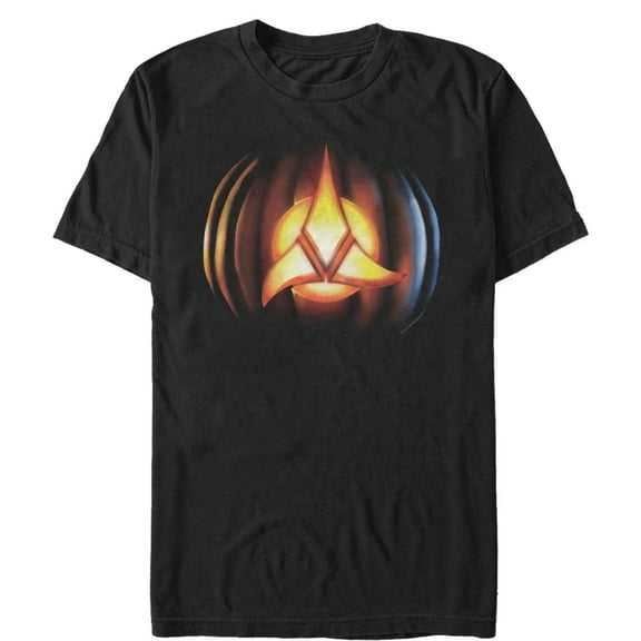 Men's Star Trek Halloween Klingon Pumpkin Graphic Tee Black X Large