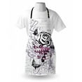 thumbnail image 3 of Rose Apron Abstract Rose with Butterflies Nostalgic Victorian Design Forever Love Theme, Unisex Kitchen Bib Apron with Adjustable Neck for Cooking Baking Gardening, Pale Mauve Pink, by Ambesonne, 3 of 3
