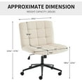 thumbnail image 2 of Swivel Criss Cross Legged Chair with Wheels for Home Office, Wide Armless Desk Chair Height Adjustable Comfy Seat for Desk,Vanity, Bedroom, Beige, 2 of 17