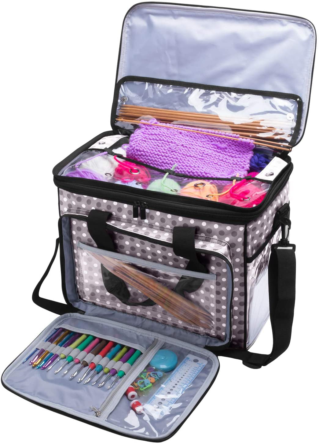  Teamoy Knitting Bag, Yarn Storage Bag Tote, Travel