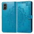 thumbnail image 3 of SaniMore for Motorola Moto G Wallet Case with Embossed Mandala PU Leather Flip Protection Wrist Strap Credit Card Holder Pocket Kickstand Shockproof Case for Motorola Moto G, Blue, 3 of 7