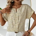 thumbnail image 2 of Tops Cortos para las Mujeres Cuello en V Impreso Manga Corta Top Casual, Camiseta de Baile sin Mangas para las Mujeres, 2 of 4