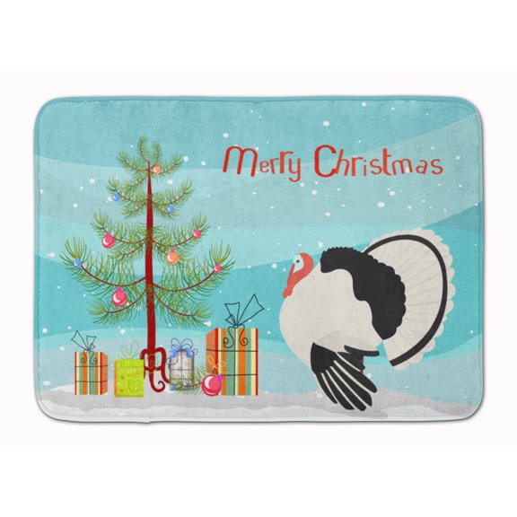 Carolines Treasures BB9355RUG Royal Palm Turkey Christmas Machine Washable Memory Foam Mat Teal 19 X 27" multicolor