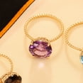 thumbnail image 4 of Tilo Jewelry 14K Yellow Gold 5 Carat Natural Amethyst Solitaire Engagement Ring with Twist Rope Band | Size 7 | Gemstone Statement Ring for Women, Girls, Unisex, 4 of 10