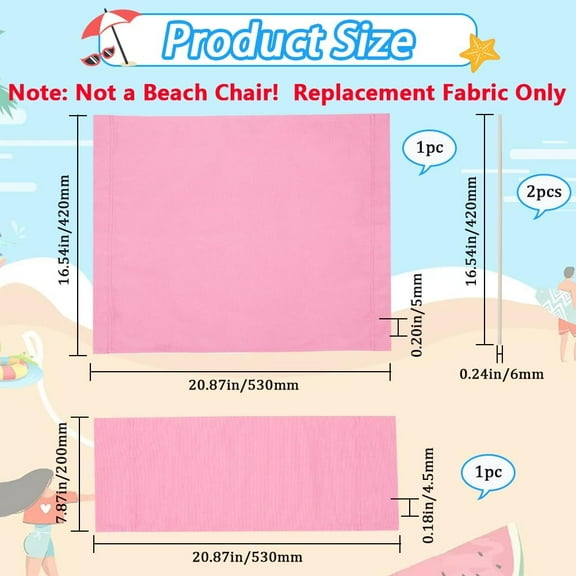 1set Cloth Chair Replacement with 2 Wood Sticks for Director Chair Makeup Chair Seat and Back Pearl Pink 530x200x4.5mm